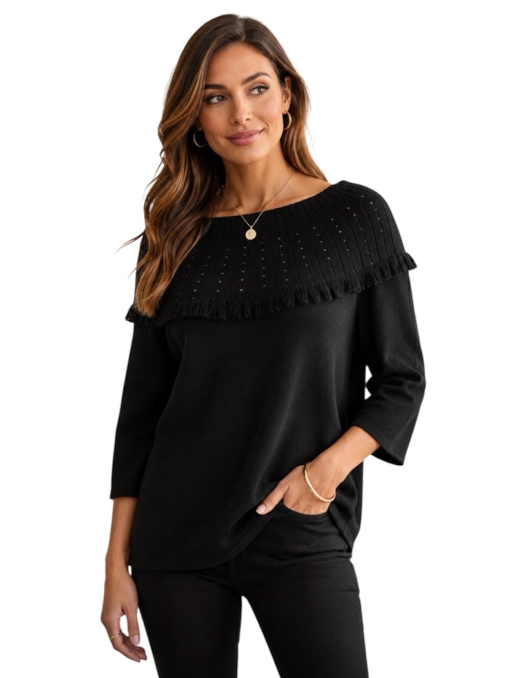 Oscar de la Renta Black Cowl Neck Sweater